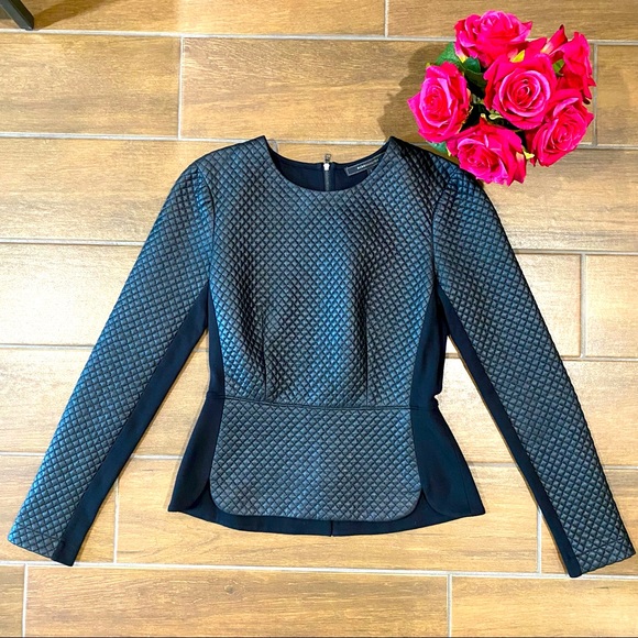 BCBGMaxAzria Tops - BCBG MaxAzria Faux Leather Front Top (Size XS)🌹